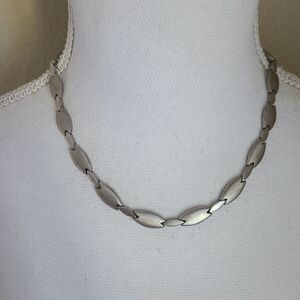 vintage oval link silver plated 8" necklace